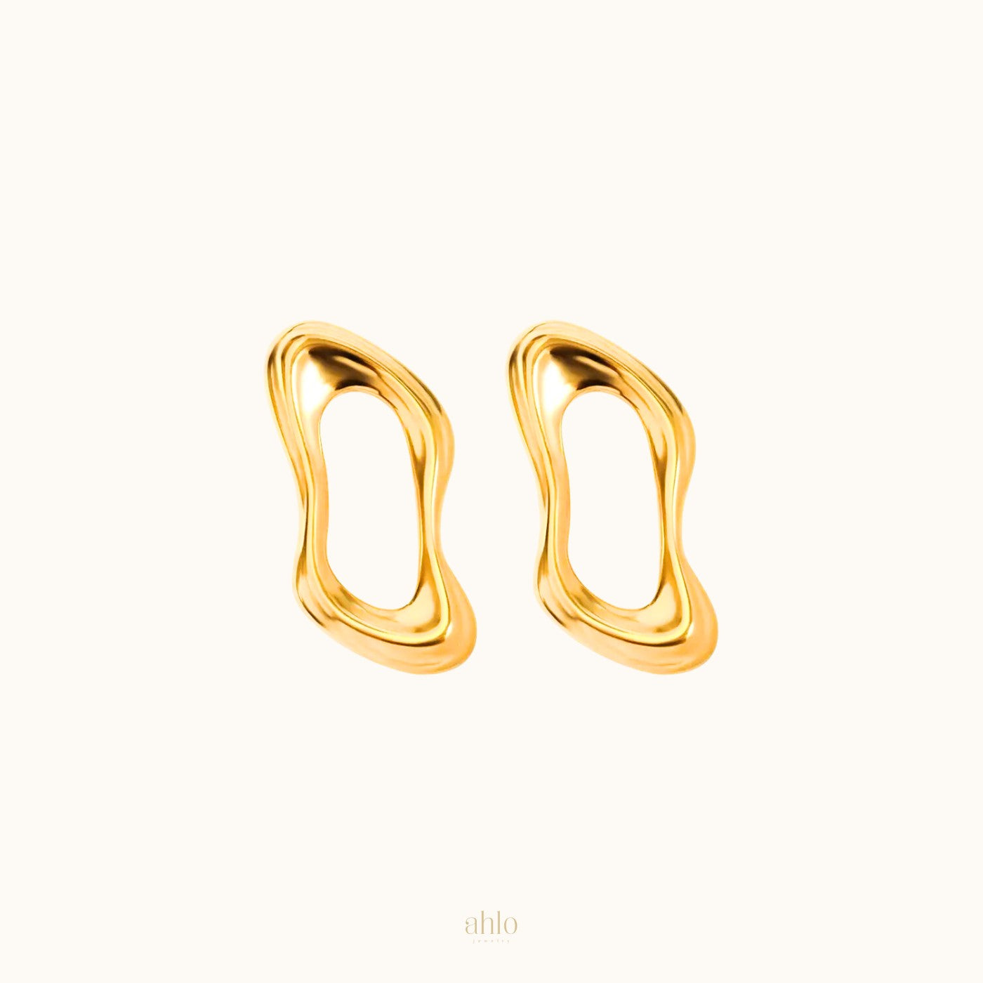 Golden Fluid Shape Earrings