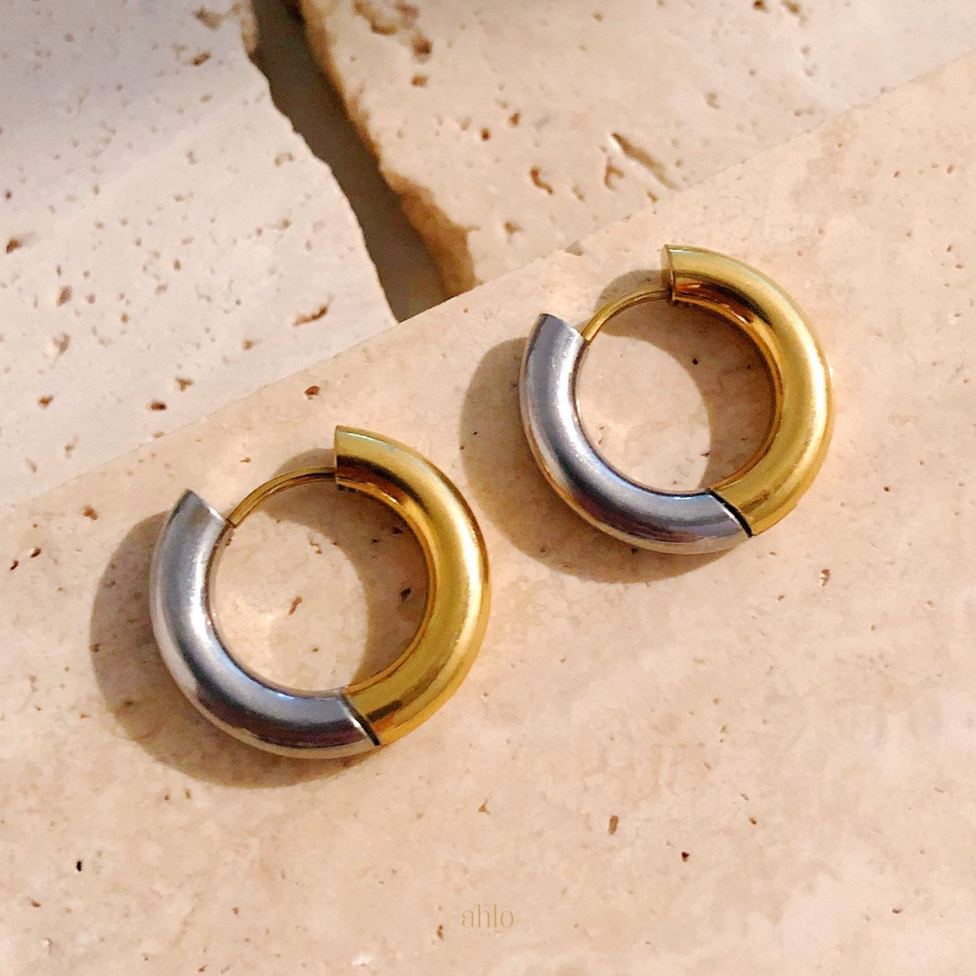 Dual-Tone-Circle-Hoop-Earrings-brincos