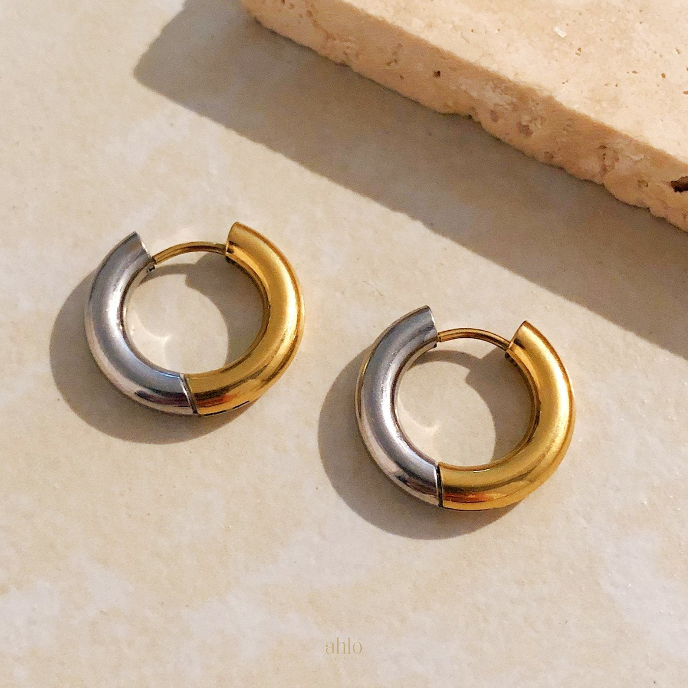 Dual-Tone-Circle-Hoop-Earrings-brincos