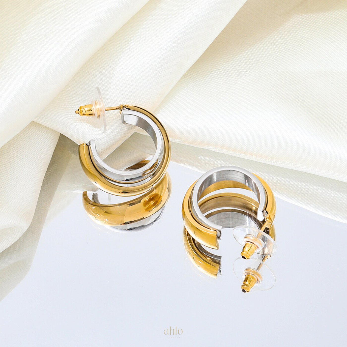 Dual Shine Hoop Earrings