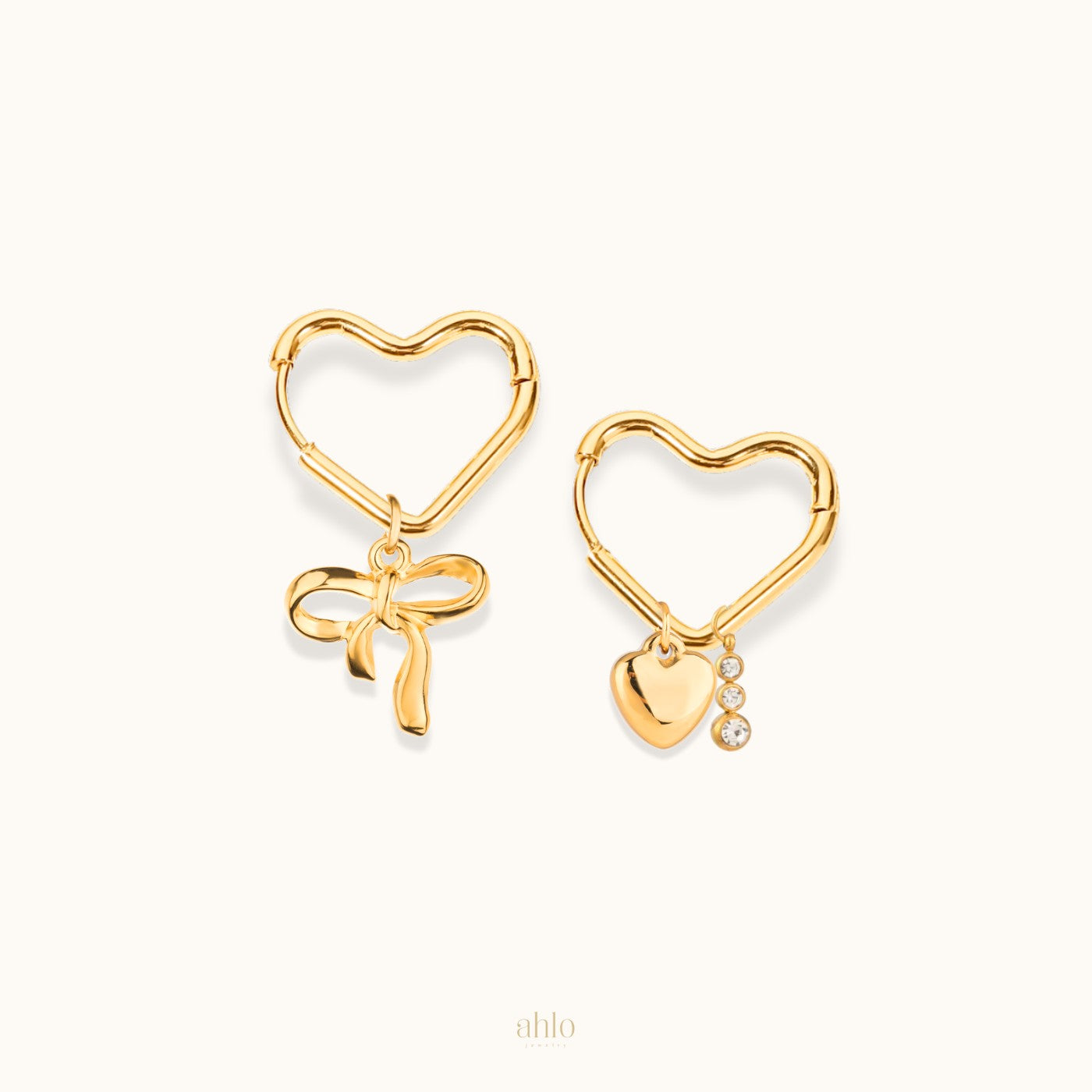 Custom Golden Heart Hoop Earrings