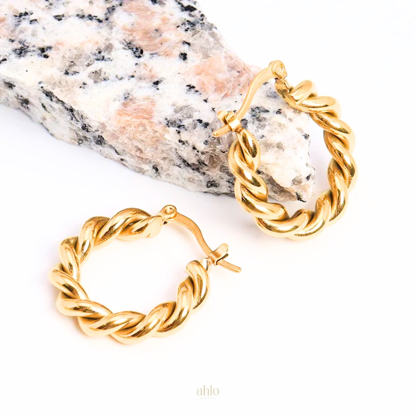 Golden Twisted Statement Hoops